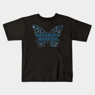 Moyamoya Disease Awareness Butterfly Support Ribbon Kids T-Shirt